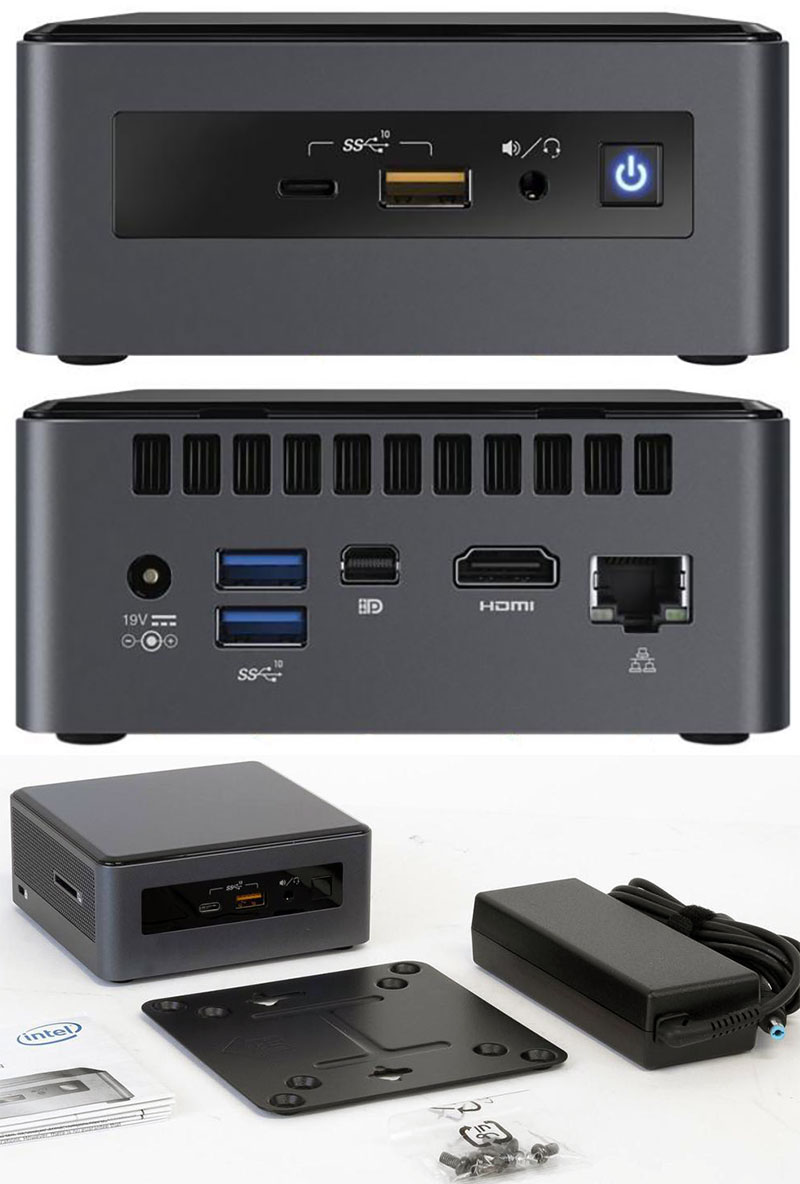 Intel NUC8I5INHJA (Intel Core i5-8265U, 8GB RAM, 16GB Optane SSD, 1TB 2,5" HDD, Radeon 540X, <b>Win 11 Home german</b>)